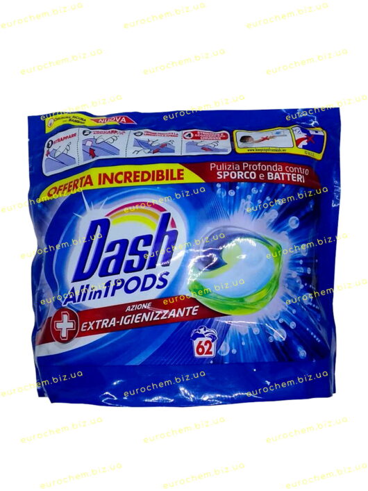 Капсули для прання Dash All in 1 Pods супер дезінфікуючі 62 шт. (8006540116326) - Зображення 2