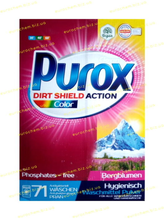 Пральний порошок Purox Color Dirt Shield Action Bergblumen (Гірські квіти) для кольорових тканин 5 кг (4260353550072) - Зображення 2
