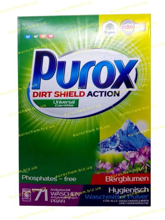 Пральний порошок Purox Universal Dirt Shield Action Bergblumen (Гірські квіти) для всіх типів тканин 5 кг (4260418930542) - Зображення 2