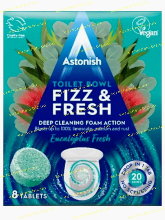 Таблетки для миття унітазу Astonish Toilet Bowl Fizz&Fresh Eucalyptus Fresh (Свіжість евкаліпту) / 8 капсул (C2155/5060060212695) - Зображення 2