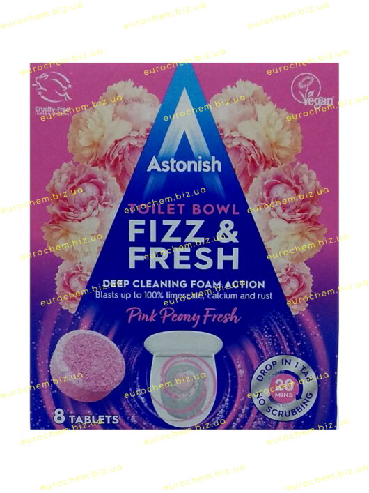 Таблетки для миття унітазу Astonish Toilet Bowl Fizz&Fresh Pink Peony Fresh (Рожева півонія) / 8 капсул (5060060212633) - Зображення 2